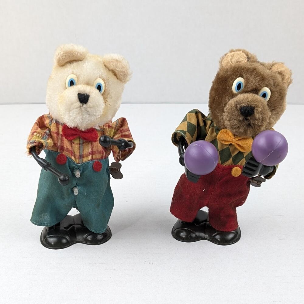 Lot Of 2 Russ Yesterdays Favorite Wind Up Toys Bears - Spooky Decor - Works